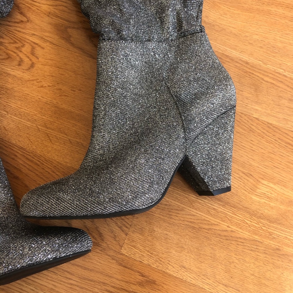Torrid Slouchy Sparkly Silver Boots Wide 8 - Picture 6 of 11